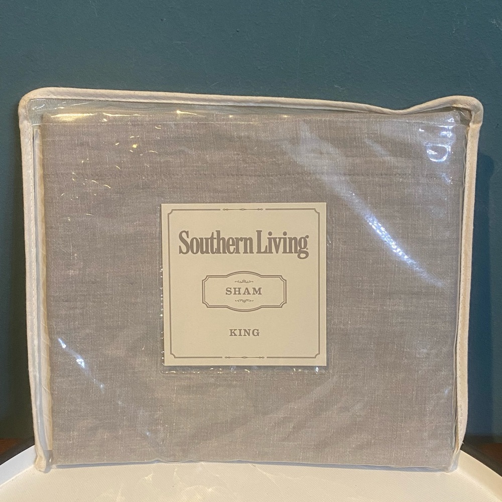 Southern Living Heirloom Linen King Grey Sham Pillow Cover NEW